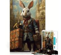 Rompecabezas de 1000 Piezas con Forma de Conejo, guía de Viaje, diseño de Corte Limpio, decoración, Juego Mental, Regalo, Tiempo de Juego Relajante, Actividad de cumpleaños (38x26cm)