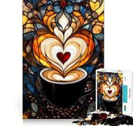 Rompecabezas de 1000 Piezas con Forma de corazón de café en vidrieras para Adolescentes Juguete cognitivo para el Desarrollo cognitivo Juego de construcción de Patrones para un rato de Ocio Tranquilo