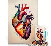 Rompecabezas de 1000 Piezas con Forma de corazón en Acuarela Juguete Creativo para desarrollar Habilidades Cierre Seguro sin Piezas Sueltas Actividad para Fortalecer los Lazos Familiares (38x26cm)