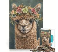 Rompecabezas de 1000 Piezas con Forma de Corona de Flores de Alpaca para Adultos Ejercicio Mental Corte de precisión Bordes Lisos Actividad Relajante para Grupos en Interiores (50x75cm)
