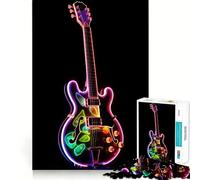 Rompecabezas de 1000 Piezas con Forma de Guitarra de neón para Adultos Ideal para Mejorar la Memoria, divertirse y Relajarse Bordes limpios Artículo de Santa Claus (38x52cm)