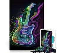Rompecabezas de 1000 Piezas con Forma de Guitarra neón para Adultos Juguete para ejercitar la Mente Divertido y Relajante Obra de Arte para armar (38x52cm)