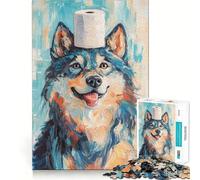 Rompecabezas de 1000 Piezas con Forma de Lobo con Sombrero de Papel higiénico Ideal para Adolescentes Juego de concentración Corte de precisión con Bordes Lisos para Rellenar Calcetines navideños