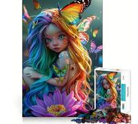 Rompecabezas de 1000 Piezas con Forma de Mariposa y Hada,Corte preciso,decoración,lógica,Pensamiento,Juego,Tiempo de Juego,decoración navideña,Regalo (50x75cm)