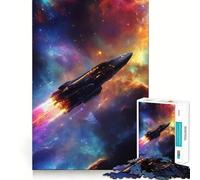 Rompecabezas de 1000 Piezas con Forma de Nave Espacial en una Nebulosa para Adultos Juego Inteligente para aliviar el estrés Diseño de Montaje Sorpresa navideña 38x52cm