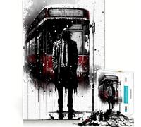 Rompecabezas de 1000 Piezas con Forma de Parada de autobús para apariciones Decoración de Corte preciso Juego de lógica y Pensamiento Tiempo de Juego Tranquilo Regalo de decoración navideña (38x52cm)