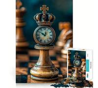 Rompecabezas de 1000 Piezas con Forma de Pieza de ajedrez y Reloj con Corona Juego de ingenio y diversión para Jugar en Tiempos de Paz Regalo Ideal para Navidad (50x75cm)