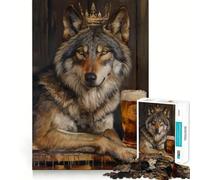 Rompecabezas de 1000 Piezas con Forma de Pinta de Cerveza Wolf King Crown para Adultos Piensa,Entrena y Juega Cierre Seguro,sin Piezas Sueltas aliviar el estrés (38x26cm)