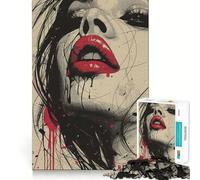 Rompecabezas de 1000 Piezas con Forma de pintalabios Rojo,Juego de precisión para desarrollar la Agilidad Mental,Juguete para el Tiempo Libre,Regalo Divertido de Navidad (38x26cm)