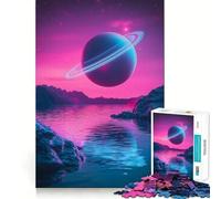 Rompecabezas de 1000 Piezas con Forma de Planeta Similar a Saturno en un Cielo Rosa para Adultos Juguete para ejercitar la lógica y el Sentido del Humor Bordes Lisos Regalo de Temporada (50x75cm)