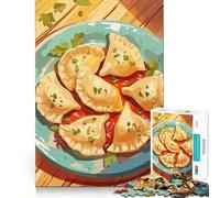 Rompecabezas de 1000 Piezas con Forma de Plato de Pierogi con Salsa y Hierbas Juego para Limpiar articulaciones Regalo Ideal para Relajarse y Disfrutar de la Navidad Decoración navideña (38x52cm)
