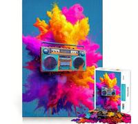 Rompecabezas de 1000 Piezas con Forma de radiocasete,explosión Colorida,Juego de articulaciones afiladas,Entrenamiento Mental,Juego para Pasar un rato Agradable,decoración navideña para la Pared