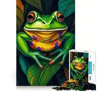 Rompecabezas de 1000 Piezas con Forma de Rana Sonriente sobre una Hoja, Ideal para Adolescentes Juguete cognitivo Disfrútalo Lentamente Borde Premium Elige tu Deseo de Papá Noel 38x26cm