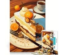 Rompecabezas de 1000 Piezas con Forma de Rebanada de Pastel de Naranja con café para Adultos Juguete Que desafía la Mente Pieza de colección de Arte de Corte de Calidad para una escapada Tranquila