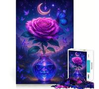 Rompecabezas de 1000 Piezas con Forma de Rosa Morada en un jarrón de Cristal con Mariposas Ideal para Adolescentes Juguete para desarrollar la lógica y la Capacidad de relajación Corte preciso Regalo