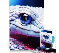 Rompecabezas de 1000 Piezas con Forma de Serpiente Blanca de Ojos Azules para Adultos Divertido Juego de Memoria con componentes Resistentes y de Corte Limpio aliviar el estrés