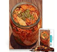 Rompecabezas de 1000 Piezas con Forma de Tarro de Kimchi sobre Mesa de Madera Piezas de unión Fina Juguete para Resolver Problemas Tiempo de Juego Tranquilo Decoración navideña Regalo 38x26cm