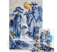 Rompecabezas de 1000 Piezas con Forma de Templo de Cascada de Porcelana para Adolescentes Juguete Mental para Momentos de Paz Regalo artístico (50x75cm)