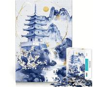 Rompecabezas de 1000 Piezas con Forma de Templo de montaña de Porcelana para Adultos Juguete Inteligente, Divertido y silencioso Bordes Suaves Regalo Ideal para Festivales (50x75cm)