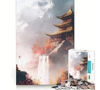Rompecabezas de 1000 Piezas con Forma de Templo Zen en Las montañas para Adultos Juego Que estimula la Mente Superficie Lisa y sin Rebabas Un pasatiempo Fascinante para los Momentos de Ocio (38x52cm)