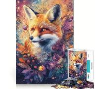 Rompecabezas de 1000 piezas con forma de zorro caprichoso con flores y bayas Ideal para adultos Desarrolla la memoria y es divertido Corte de alta precisión Fácil de aprender Para disfrutar en familia