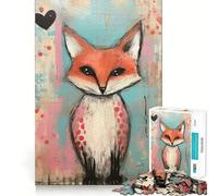Rompecabezas de 1000 Piezas con Forma de Zorro de San Valentín con Lunares en Forma de corazón para Adultos Juego de Habilidad Mental Corte láser para un Ajuste Actividad gratificante para días