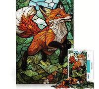 Rompecabezas de 1000 Piezas con Forma de Zorro de vidrieras para Adolescentes, Juguete Inteligente y Divertido de Corte preciso, Ideal para Elegir como Objeto de Deseo de Papá Noel 50x75cm