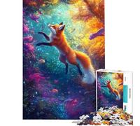 Rompecabezas de 1000 Piezas con Forma de Zorro en un Bosque fantástico Rompecabezas para Adultos para divertirse en Familia Difícil y desafiante Juguetes educativos 38x26cm