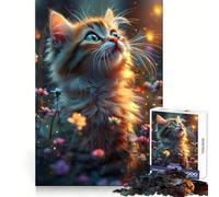 Rompecabezas de 1000 Piezas con Gatito Floral caprichoso para Adolescentes Sharp Recall Serene Escape Uniform Cut Perfect Xmas (50x75cm)