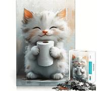 Rompecabezas de 1000 Piezas con Gatito Sonriente y Rollo de Papel higiénico para Adultos Un Rompecabezas Mental Relajante y Divertido para armar Una cálida Sorpresa 38x26cm