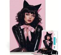 Rompecabezas de 1000 Piezas con Gatitos Negros y Rosas Diversión con articulaciones precisas,Actividad Cerebral Inteligente,Entretenimiento Relajante,Regalo de cumpleaños 38x26cm