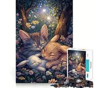 Rompecabezas de 1000 Piezas con Gatitos y conejitos durmiendo para Adolescentes Recuerda Mejorar tu Mente y Lograr una Imagen nítida y Coleccionable 38x26cm