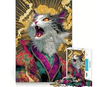 Rompecabezas de 1000 Piezas con Gato Gritando en Kimono Ideal para estimular la concentración Tecnología Avanzada de Corte láser Juego Mental Llevar de Viaje Regalo Ideal (50x75cm)