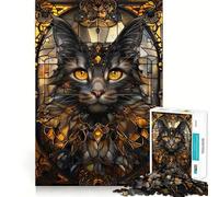 Rompecabezas de 1000 Piezas con Gato Negro,Arte Kintsugi,Corte preciso,Actividad de Juego Inteligente,Tiempo de Juego Tranquilo,Regalo de decoración de cumpleaños 38x52cm