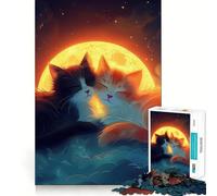 Rompecabezas de 1000 Piezas con Gatos celestiales durmiendo,Corte Suave,Juego Creativo,Juguete para Momentos de Descanso, Ocio (38x26cm)