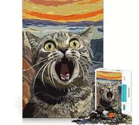 Rompecabezas de 1000 Piezas con Gatos de Expresiones Divertidas,Bordes Bien definidos,Juego cognitivo,Juguete fácil de Usar, Ocio (38x52cm)