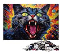Rompecabezas de 1000 Piezas con Gatos exóticos psicodélicos Coloridos para niños Rompecabezas de Papel 1000 Piezas (38 x 26 cm)