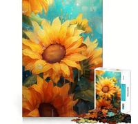 Rompecabezas de 1000 Piezas con Girasoles Pintados para Adolescentes Juego Inteligente para Crear vínculos afectivos Obra de Arte para armar 38x52cm