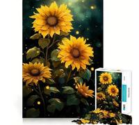 Rompecabezas de 1000 Piezas con Girasoles Pintados para Adolescentes Juguete de lógica Mental Tiempo Libre Bordes Finos 50x75cm