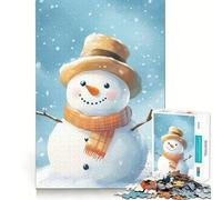 Rompecabezas de 1000 Piezas con Gorro y Bufanda de muñeco de Nieve en Acuarela Juguete de construcción Focus Building Toy Ajuste Huecos Actividad gratificante para días lluviosos