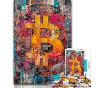 Rompecabezas de 1000 Piezas con Grafiti de Bitcoin para Adolescentes Regalos para Adolescentes Juego Educativo para cumpleaños y Navidad para niños de 14 años 38x26cm