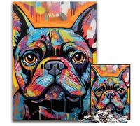 Rompecabezas de 1000 Piezas con Grafiti de Bulldog francés, Ideal para Adultos y Adolescentes, Ideal para Jugar en Familia, estimular el Cerebro, 50x75cm/19,68x29,52 Pulgadas.