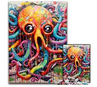 Rompecabezas de 1000 Piezas con Grafiti de Pulpo, desafiante Rompecabezas para Adolescentes, Juego Interactivo Divertido para Toda la Familia, 50x75cm/19,68x29,52 Pulgadas