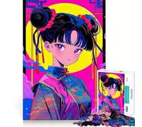 Rompecabezas de 1000 Piezas con Hermosa Geisha Estilo Anime,Bordes Suaves,Ideal para desarrollar la Mente,divertirse y Pasar un rato Agradable cumpleaños y como pasatiempo 50x75cm