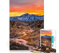 Rompecabezas de 1000 Piezas con Hermosa Puesta de Sol en la montaña,Ajuste, Juego cognitivo,Regalo,Momento Acogedor,Divertido,Escena navideña,Arte (50x75cm)