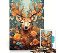 Rompecabezas de 1000 Piezas con Hermosos Ciervos psicodélicos,Bordes definidos,decoración Creativa,Juguete para desarrollar la Habilidad,fácil de Usar,Divertido, (38x52cm)
