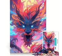 Rompecabezas de 1000 Piezas con Hermosos Dragones Chinos,Bordes definidos,decoración Creativa,Juguete para desarrollar la Habilidad,fácil de Usar,Divertido, (38x52cm)