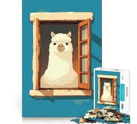 Rompecabezas de 1000 Piezas con ilustración de Alpaca en una Ventana,Ideal para Adolescentes,Que desarrolla la Mente y la Agilidad Cortado con láser para un Ajuste Actividad Relajante para Grupos
