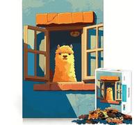 Rompecabezas de 1000 Piezas con ilustración de Alpaca en una Ventana para Adultos Diversión para Entrenar la Mente Componentes Resistentes y de Corte Limpio Actividad Relajante para desconectar