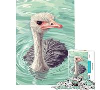 Rompecabezas de 1000 Piezas con ilustración de Avestruz Nadando en el Agua Juegos relajantes Juguetes adictivos para Cultivar la Paciencia Excelentes Regalos y Juguetes adecuados para Parejas